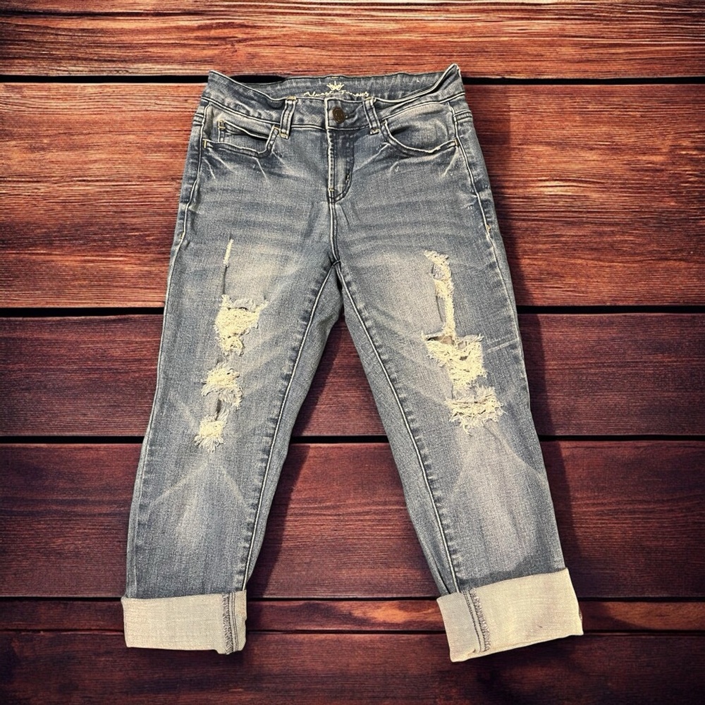 Almost Famous Blue distressed jeans size 9